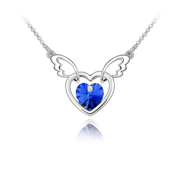 2016 Best birthday gifts fashion silver crystal heart shape pendant necklace for women/ girls party wedding jewelry