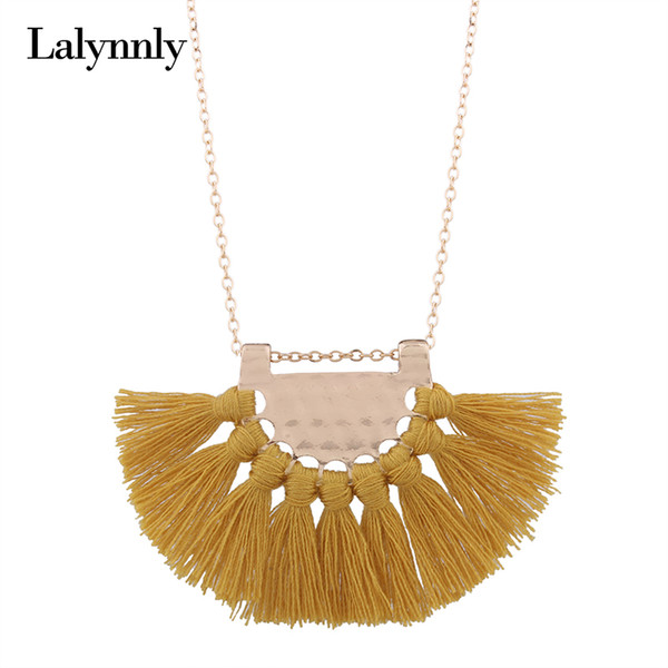 Lalynnly 10 Colors Long Tassel Necklace Bohemian Tassel Pendant Necklace Long Chain Necklace for Women Vintage Jewelry N59791