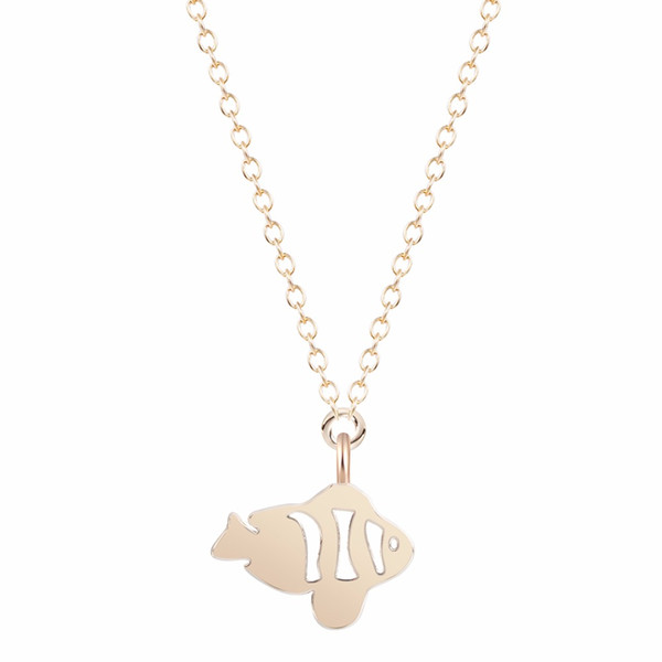 QIAMNI New Bijoux Cute Tropical Fish Necklace Plated Inifity Fish Pendants Necklace For Women Collier Jewelry Accessories