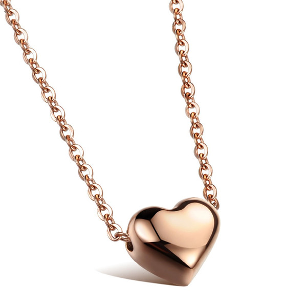 Fate Love Heart Pendant Necklace 316L Titanium Steel Real Rose Gold Silver Color Woman Jewelry gift Never Fade