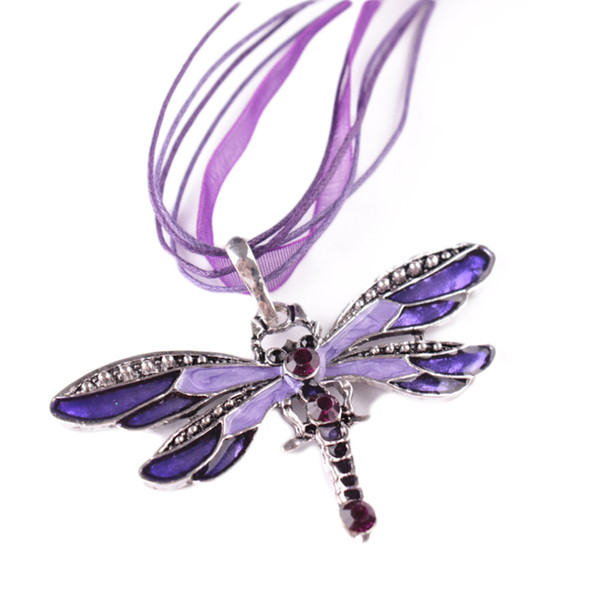 Womens Dragonfly Necklace Dragonfly Pendant Necklace Women Jewelry Dragonflies Necklace Rhinestone Jewelry