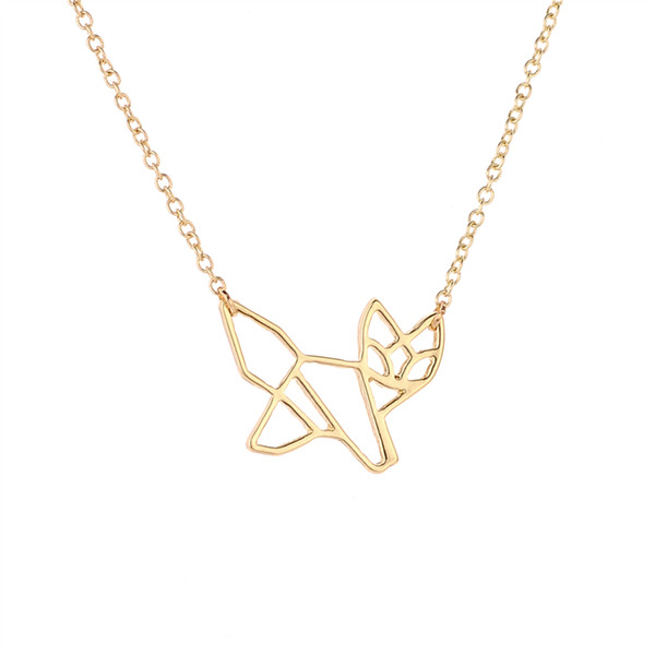 Newest Fashion Origami Fox Animal Pendant Necklace Jewelry Simple Design Cute Fox Jewelry In Gold Silver Plated Accessories