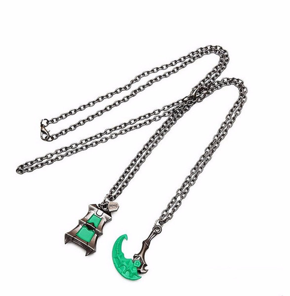 Jinao LOL Thresh Weapon Miniature Lantern and Sickle Pendant Necklaces