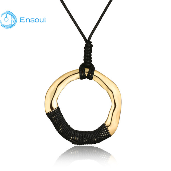 Ensoul 2017 New Fashion Beautiful Gold Pendant Necklace Women Round Alloy Jewelry Size Adjustable Gift For Girls And Ladies