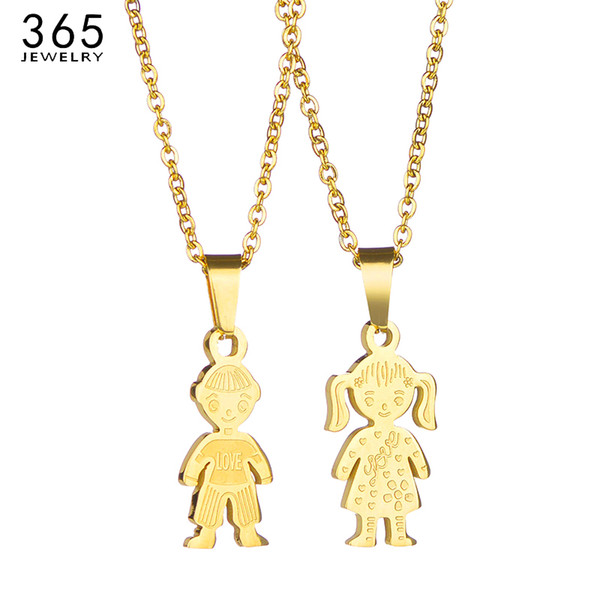 2017 Stainless Steel Boy Girl Pendants Necklaces Fashion Family Chain Necklace For Children Kettingen Voor Vrouwen