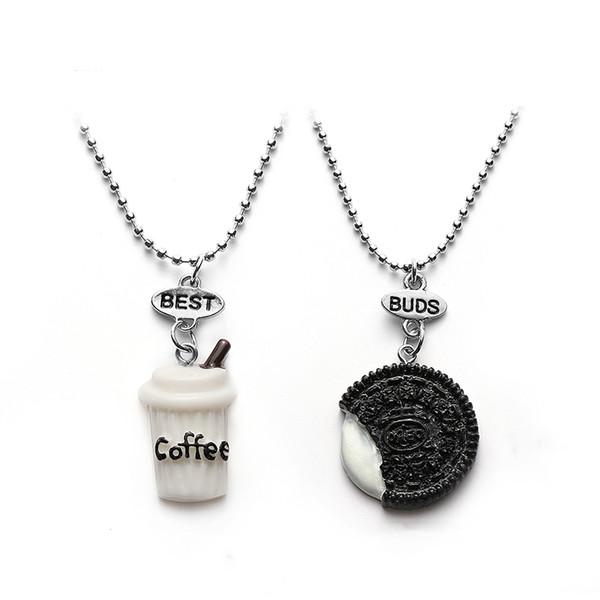 3pcs/2pcs/Set Child Cute Pendant Necklace BFF Best Friend Forever Hamburgers Milk Pendant Necklaces for Baby Girl Boy