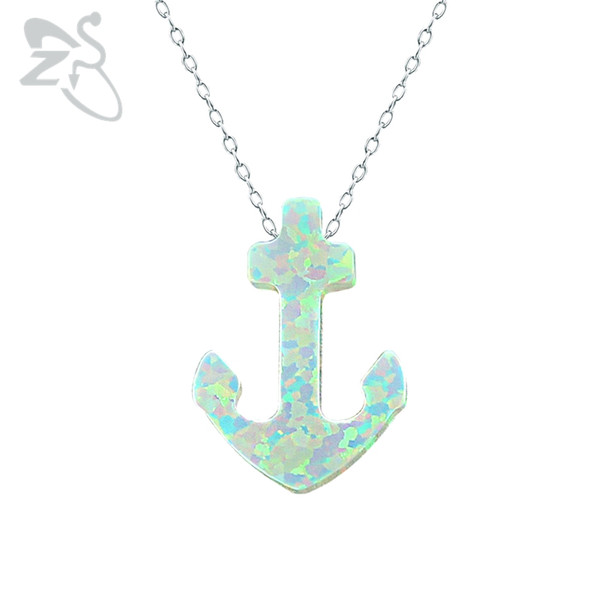 Anchor necklace silver 925 fire opal necklace fashion jewelry natural stone pendant necklace charms bijuterias colar feminino