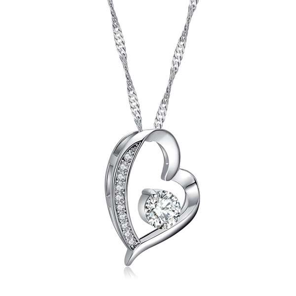 Heart Pendant Necklace for Women 2017 Necklace Jewelry Silver Color Crystal Necklace for Women necklaces & pendants