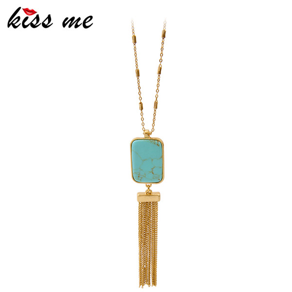 KISS ME Brand Geometric Long Necklace New Design Alloy Tassel Geometric Pendant Necklace Jewelry