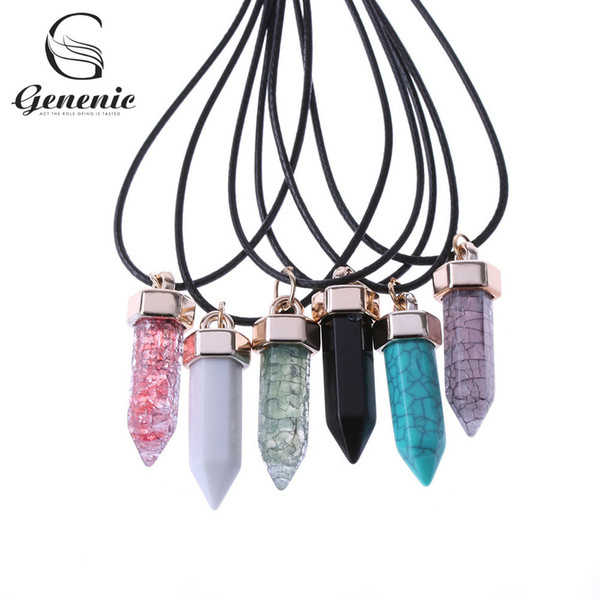 1 Pc Women's Fashion Imitate Quartz Crystal Point Healing Stone Pendant Necklace Jewellry New