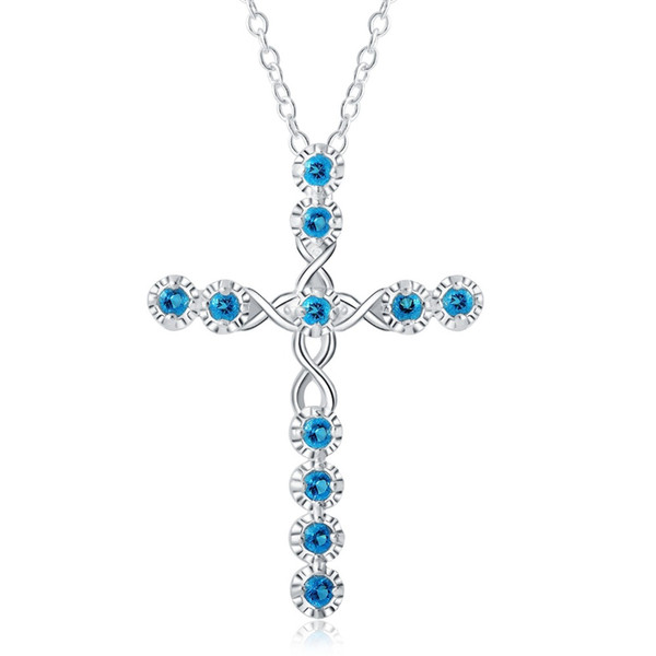 NEW ARRIVE Hot sale silver for women cyrstal Cross pendant necklace jewelry silver jewelry fashion cute wedding party LN032