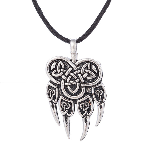 Dawapara Slavic Pendant Necklace Veles God Symbol Warding Bear Paw Talisman Amulet Viking Jewelry Men Religious Charms Necklace