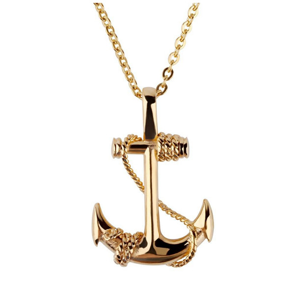 Fvermecky Fashion Popular Link Chain Anchor Pendant Shiny Gold Personality Necklaces Pendants For Women Men Jewelry BMTN 0084