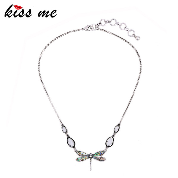 KISS ME Simple Alloy Vintage Dragonfly Pendant Necklace 2017 New Brand Maxi Necklace Fashion Jewelry