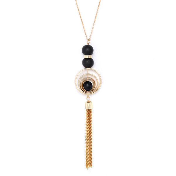 trend of women jewelry Tassel pendant necklace fashion girl wood combination decoration