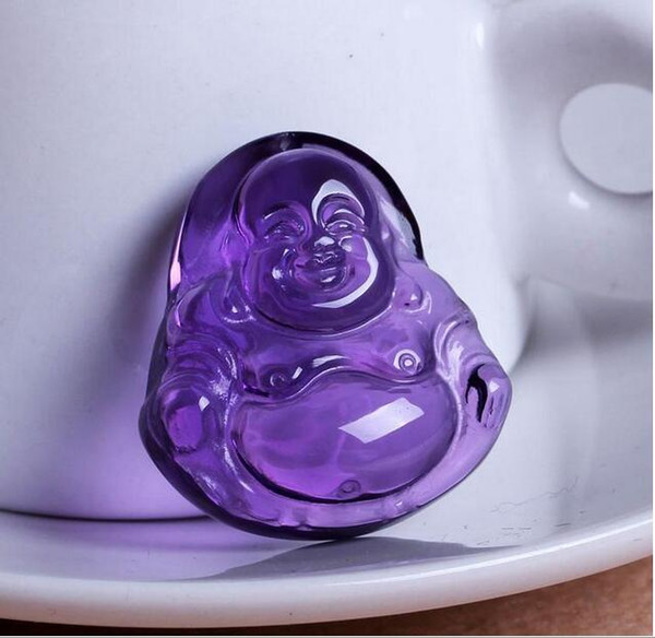 natural Amethyst Hand carved Amethyst buddha Laughing Buddha charm pendant