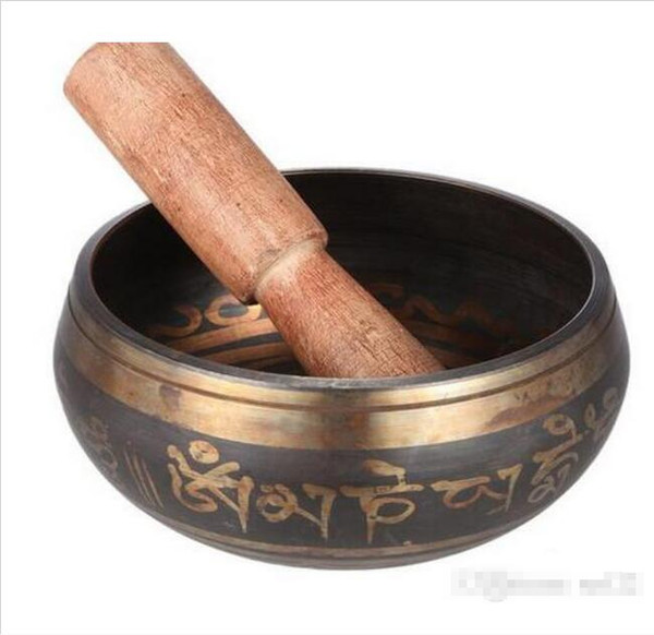 Wholesale - Hecho A Mano exquisito Campana Metal Cuenco con el Delantero de Budismo Tibetano Budista Meditación y Relajación de Curación