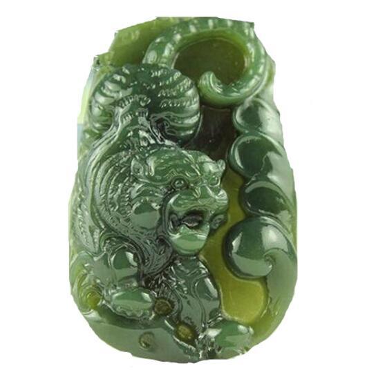 Natural hetian jade QINGYU Zodiac tiger pendant men's HuHuShengWei jade pendant