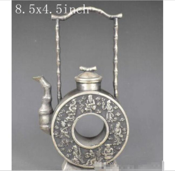 Wholesale - China&039;s old handmade exquisite lucky miao silver teapot - the eight immortals