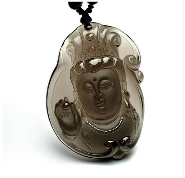 Wholesale - natural ice Obsidian buddha zen Meditation yoga luck guanyin Buddha pendant
