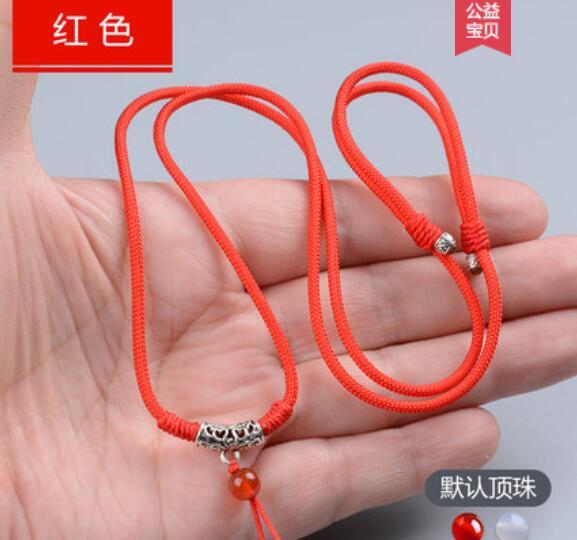 925 Silver Pendant Lanyard Men & Women's Hand Knit Red & Black Jade Jade Perkin Gold Pendant