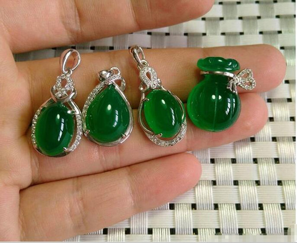 Wholesale - Natural Green Chalcedony Necklace Pendant Short Ruby Si
8000
lver Crystal Clavicle Chain Send Mom to Give Girlfriend
