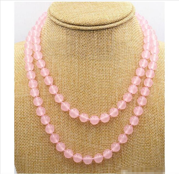 Wholesale - NEW Charming 8mm light pink jade beads gemstone necklace 37 
