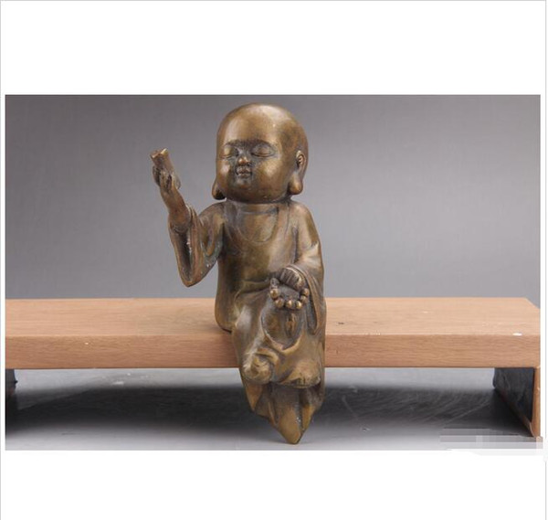 Wholesale - Exquisite Chinese Hand Carved Brass Small monk statue as157.
