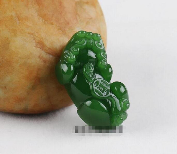 Xinjiang Hetian Jade Jade Pendant Male and Female Money Lucky Spinach Green Money Pendant