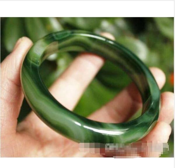Wholesale - Beloved Natural beautiful green jade bracelet bangle big size 70mm box