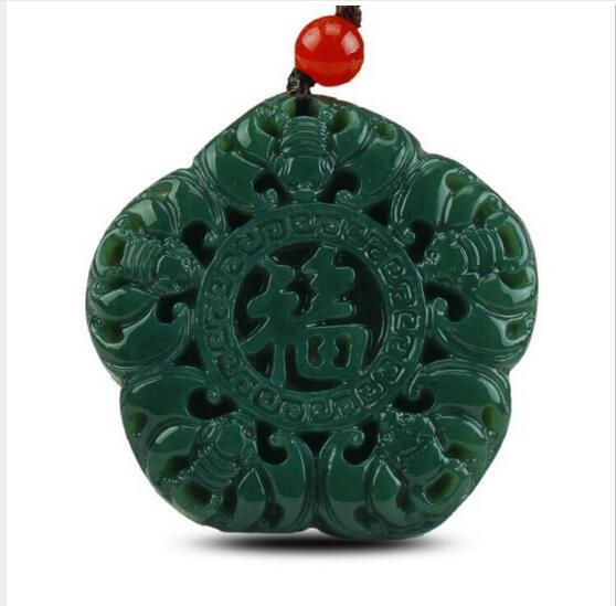 Natural hetian jade QINGYU Jade brand Five blessings jade pendnat