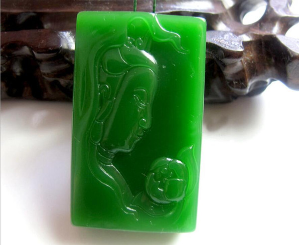 Xinjiang Hetian Biyu Guanyin Pendant Taiwan Jasper Side Face Lotus Guanyin Pendant Pendant