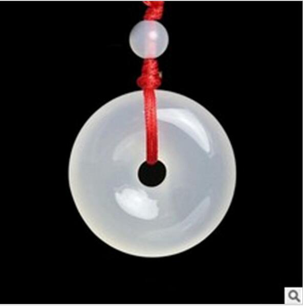 Natural permeable jade pendant White chalcedony buckling transporter lucky pendant necklace Featured Jewelry