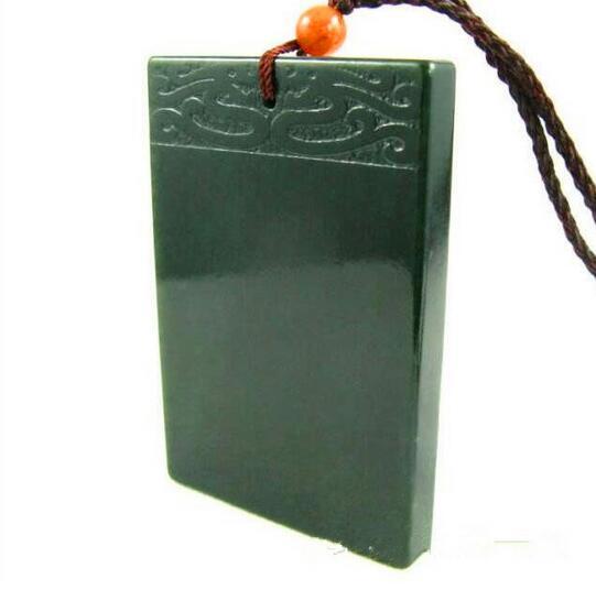 Natural hetian jade QINGYU Square talisman magical magic pendant size 58*36*7mm