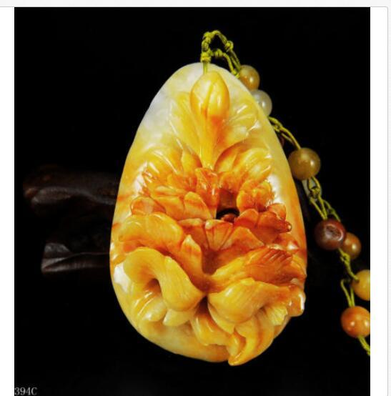 100-Natural-Hand-carved-Chinese-Jade-Pendant-jadeite-Necklace-peony-flower-394c 100-Natural-Hand-carved-Chinese-Jade-Pendant-jadei