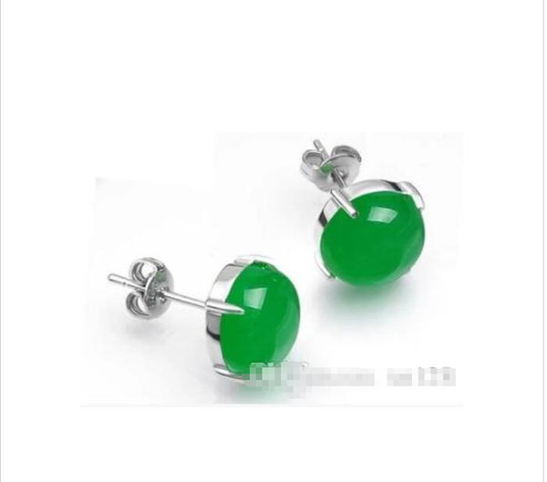 Wholesale - Agate chalcedony ice green Malay jade earrings earrings fashion