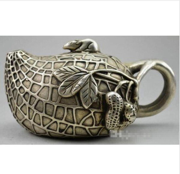 Wholesale - Collectible Decorated Old Handwork Tibet Silver Carved Rich Peanut Mice Tea Pot