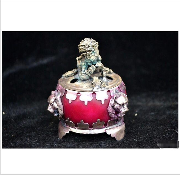 Wholesale - Collectible old Antique jade carve kylin Statue chinese handwork incense burner