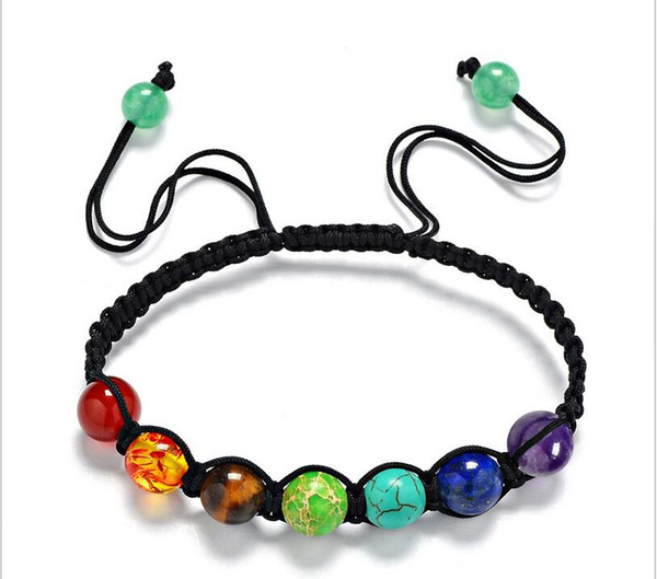 8mm Natural Stone Amethyst Seven Rainbow Rainbow Chakra Bracelet Treatment Reiki Stone Prayer Balance Bead Bracelet
