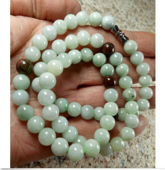 Details about Certified Natural Grade A Jade Jadeite 8mm Beads Necklace 20