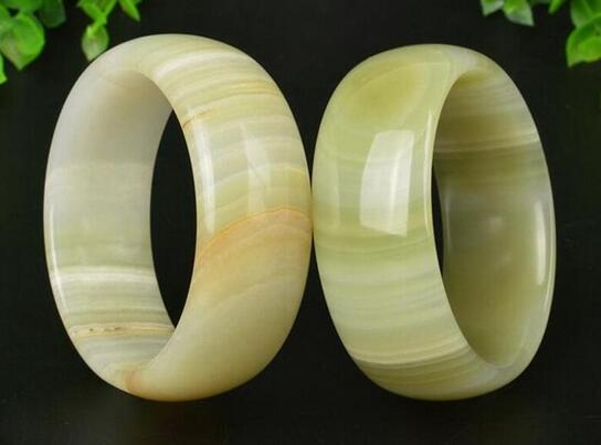 natural stripe cyan calcite jade BEAUTIFUL sweet women charm bangle bracelet luck 58-62MM