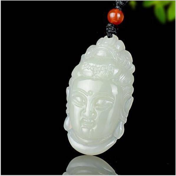 Factory direct natural Xinjiang Hetian jade white jade Guanyin pendant male jade necklace wholesale