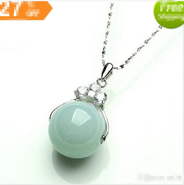 Natural Emerald Pendant Road Pass Transfer Beads Jade Pendant Women 925 Silver Necklace