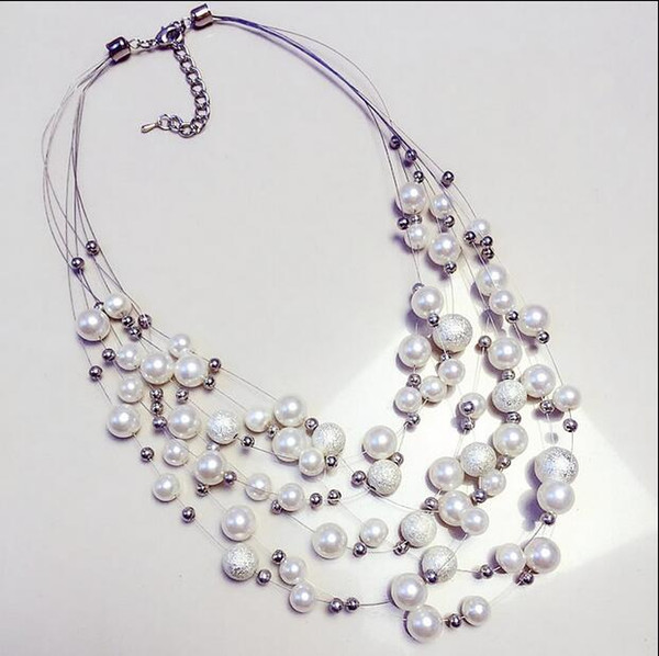 Necklace accessories female short paragraph Korean fashion multilayer pearl clavicle necklace Europe and America brand spring and summer dec