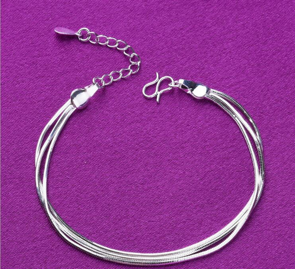 Silver anklet classic basic chain multi-line Three-story snake bone standard western style women's bracelet wholesale