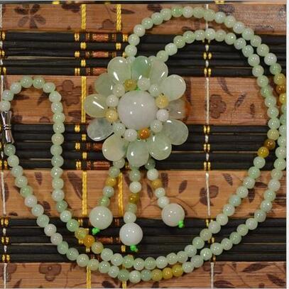 Wholesale jade sweater chain wild big pendant sun flower jade beads Korean jade pendant necklace female accessories