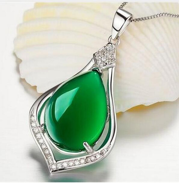 Real 925 Sterling Silver Natural Jade Link Chains Pendants Necklaces for Women Sterling-Silver-Jewelry Brand Ataullah SSN005