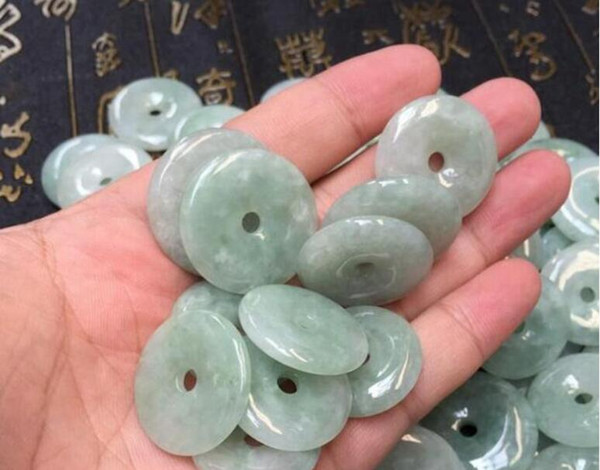 Certified Green Natural a Jade Jadeite Pendant Circle Bead