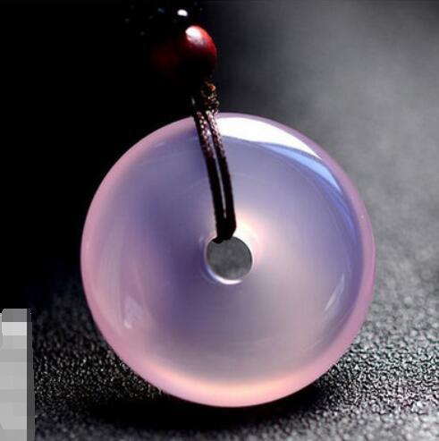 Natural ice kind of purple chalcedony safety buckle pendant couples men and women jade white ice jade necklace