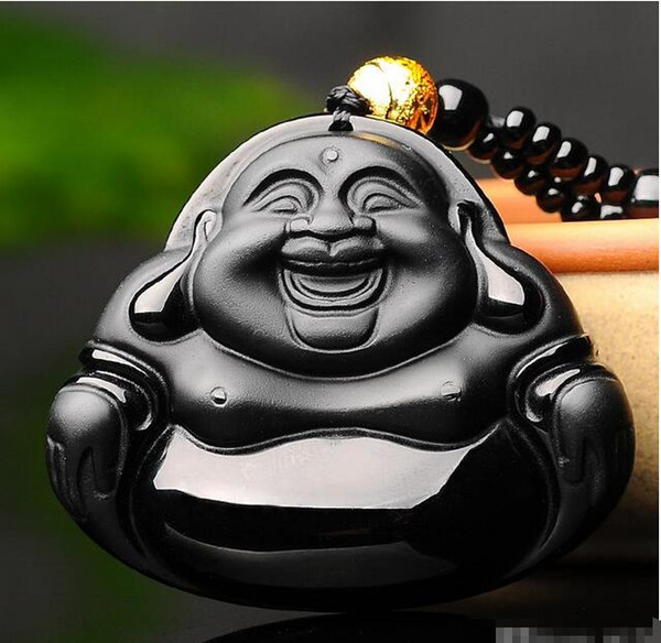 Wholesale - Natural Obsidian Buddhism Engraving Evil Charity Obsidian Pendant